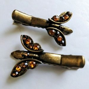 Vintage Hair Accessories Butterfly Barrette Clips